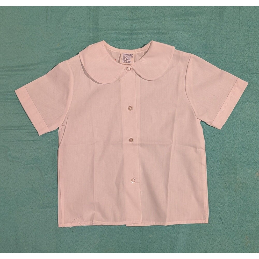 Permanent Press Peter Pan Collar White Dress Shirt Girls Size 7